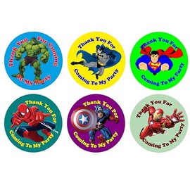 48 * Superhero Birthday Party Stickers Thank You for Coming to My Party Superhero Birthday Party, Party Bags Fillers for Kids Friends Gift Present Sweet Cones Parties Sweet Bag Labels Sticker