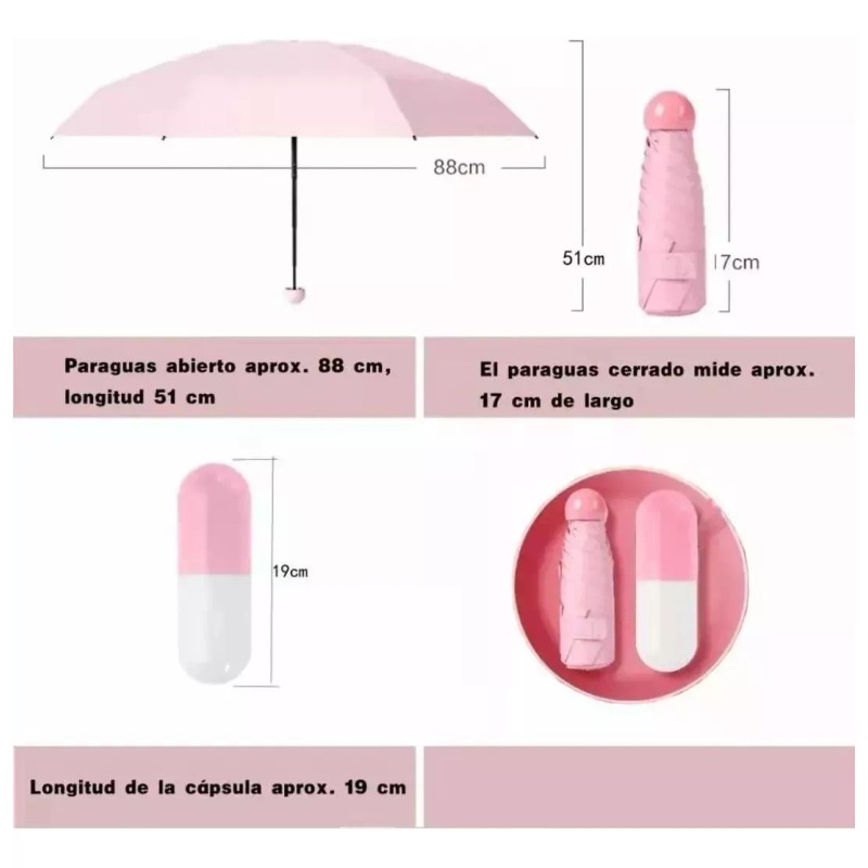 KFMX Mini Paraguas Portátil Plegable Sombrilla Cápsula Estuche