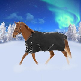 Equinavia Norse 200g Medium Weight Horse Blanket | Waterproof Winter Turnout - Black - 66 in - Black - 72 in