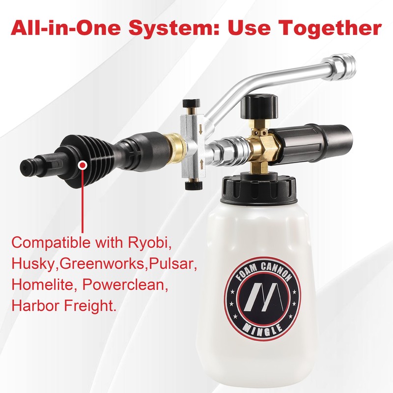 M MINGLE Foam Cannon Dual Connector Accessory for Pressure Washer
