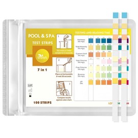 Yuio 100 Sticks 7-in-1 Pool Test Strips, Water Tester Tester for Spa Swimming Pool, pH Value Test Strips Water Test for Drinking Water Whirlpool, Pool Accessories, Easy Checking of Water Quality