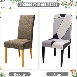 Aisprts Chair Covers for Dining Chairs 4, Dining Chair Covers Set of 4, Elastic Dining Room Chair Covers, Removable Washable Chair Cover with Backrest for Home Decor, Kitchen, Hotel, Party