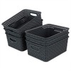 Bringer Grey Plastic Weave Storage Baskets, 6-Pack