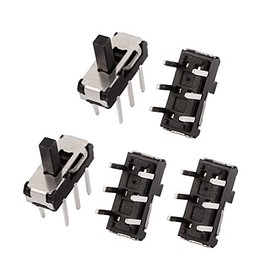 sourcingmap 5 Pcs 2 Position Straight 6P DPDT Mini Slide Switch Latching Toggle Switch Black