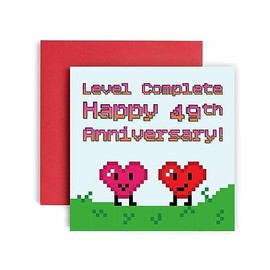 Huxters 49th Anniversary – Level Complete Funny Card for Him & Her – 49th Wedding Anniversary Envelope