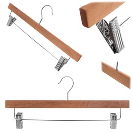 KADAX Kleiderbügel aus Holz, 1 Stück, Holzbügel mit Klemmen, Rockbügel, Jackenbügel, Hosenbügel, Anzugbügel, Holzkleiderbügel, Hosenkleiderbügel (Modell 1)