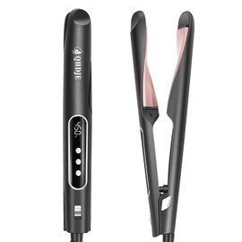 QHDJE Hair Straightener and Curler - Flat Iron Curling Iron in One - Twist Straightening Curling Iron Combo - Digital LCD Display & Dual Voltage - Multi-Styler - Gifts for Women