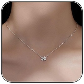 AstraGlam Women's 925 Silver Chain with Four Leaf Clover Pendant, Adjustable Length from 40 to 60 cm, Robust and Durable Chain as a Lucky Charm