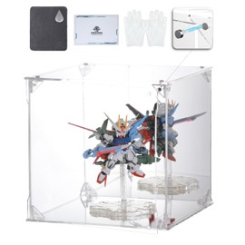 COOLTAKU Acrylic Display Case, Mirrored Back and Base, UV Protected, Front Door with Magnetic Buckle, Display Box, Dustproof Showcase for Figures, Collections, Models, Toys (8x8x8 inch, 20x20x20 cm)