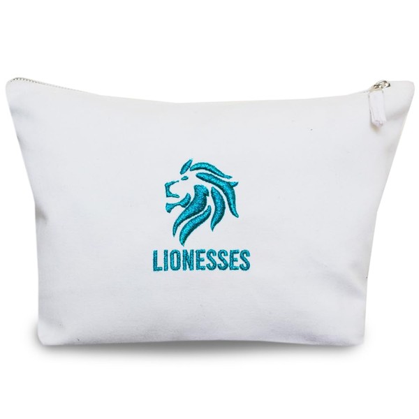 Ladies Lionesses England Sparkle Embroidered White Toiletry Wash Bag