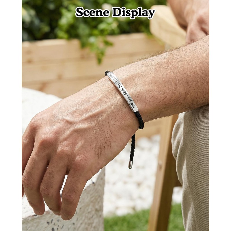 Geyynow 2 Pcs Dont Let the Hard Days Win Bracelet,