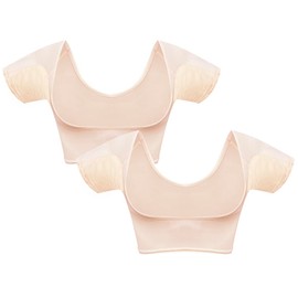 satithry 2PCS Ultra-Thin Underarm Anti-Sweat Lady's Underwear with Large Size Cotton Pads for Women (US, Alpha, Medium, Regular, Regular, Beige)