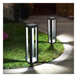 Outdoor Floor Lamp Solar Powered Landscape Path Lights Waterproof Stainless Steel Decorative, 2 Pack Solar Garden Lights for Patio Pathway Garden Yard (19'' H-2 Pack)