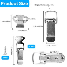 10 Pcs Spring Loaded Toggle Latch Hasps, Tension Clasp, Stainless Steel Duck Billed Buckle Latch Catch, 56mm Lever Clasp Latches Catch Clamp Clip for Drawer Cabinet Case Toolbox, with 40 Screws
