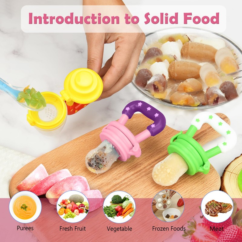 WAJIAYON Baby Fruit Feeder/Food Feeder Pacifier (3 Pack)- Infant Teething