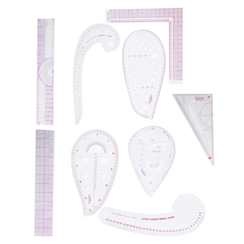 9Pcs/Set Sewing Ruler Set Multifunctional Curve Stick Tailor Measuring Accessories