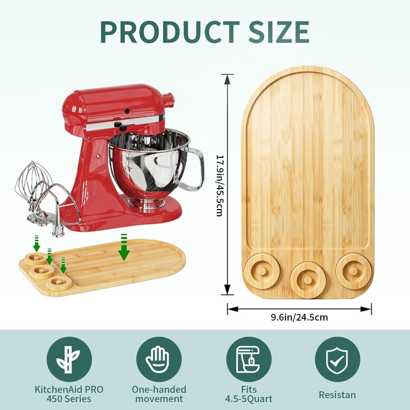 2-in-1 Mixer Sliding Mat with Attachment Storage for KitchenAid Stand