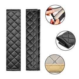 Spldsun Pack of 4 Car Seat Belt Pads, Car Seat Belt Shoulder Pads, Decoration for Car Seat Belts, Backpacks, Shoulder Bags (Black, 25 cm)