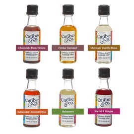 Caribe & Co., Flavored Coffee Syrup Sampler 6 Pack - All-Natural Coffee Syrup, Great for Cocktails, Mocktails, Lattes, Desserts, & More, No Artificial Flavors or Sweeteners