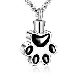 Paw Print Urn Necklace for Ashes Cremation Necklace for Pet Ashes Stainless Steel Ash Necklace Memorial Ash Holder
