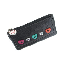 Mala Leather LUCY Collection Zip Top Coin Purse With Keyring And Pocket 468_30 Black