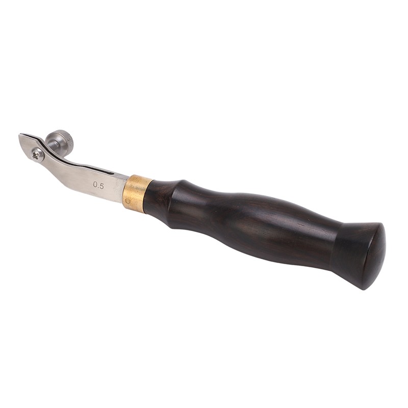 Leather Creaser 0.5mm Regulable Screw Ebony Handle Arc Design Stainless