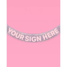 xo, Fetti - Bandera iridiscente de plata con flecos – 5 pies | Decoración de despedida de soltera, decoración de fiesta de cumpleaños, decoración de cumpleaños 21, HBD, pancarta de cabina de fotos