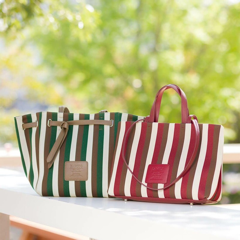 [バルコス] ストライプ柄 ニット風 2wayバッグ レディース トートバッグ 肩掛けバッグ ハンドバッグ 軽くて丈夫 ポリエステル素材