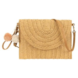 Straw Beach Bag for Women Summer Woven Straw Shoulder Purse Cute Shoulder Straw Crossbody Handbags Beach Phone Wallet for Women Girl