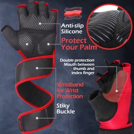Fitness gloves, training gloves, weightlifting gloves for bodybuilding cross-fit, men and women, red, s