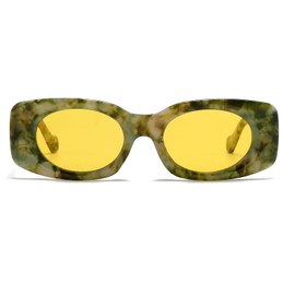 YAMEIZE Rectangle Sunglasses for Women Men Retro Vintage Small Oval Sunglasses Chunky Frame Black Shades 90s Sun Glasses UV400 Protection