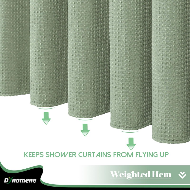 Dynamene Extra Long Shower Curtain, 84 Inch Long Waffle Fabric