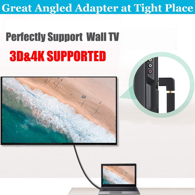Warmstor 6 Pack HDMI 2.0 Male to Female Angled Adapter