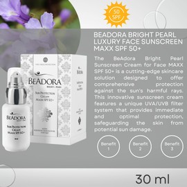BODI BEAUTY BeAdora Bright Pearl MAXX LSF 50+ Sonnencreme für das Gesicht mit Niacinamide, Alpha Arbutin, Chromabright, Anti-Age Q10 | Tagescreme gesicht | Gesichtscreme für Alle Hauttypen 30ml