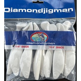 Diamond Jig Man Paddle Tail Shads (White) - 6" Soft Plastic Lure - 1 Piece