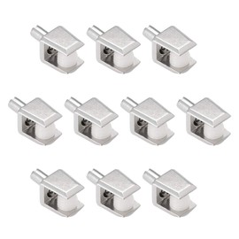uxcell Glass Shelf Brackets, 10pcs Zinc Alloy Glass Shelf Clamp Pegs Support Clip Shaft Mount for 5-8mm Thickness