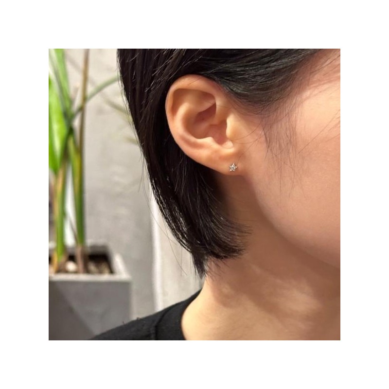 Basic Star Stone Silver Piercing OTEP24713N White / 베이직 스타