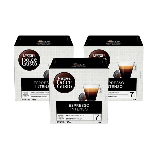 Nescafe Dolce Gusto Coffee Pods, Espresso Intenso, 16 capsules (Pack of 3)