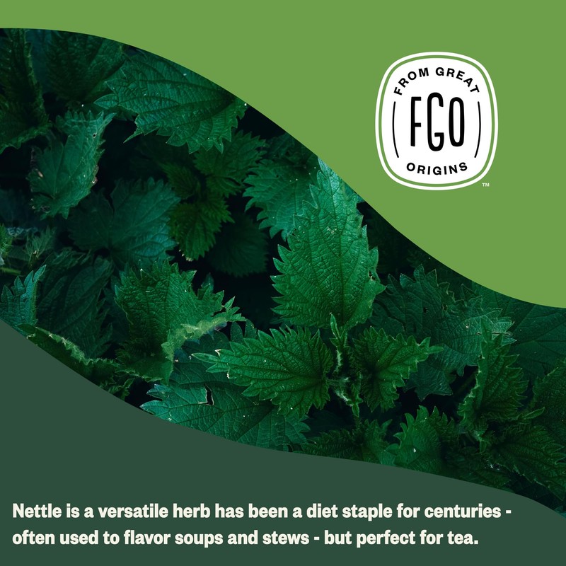 FGO Organic Nettle Leaf Loose Tea, Cut and Sifted, Caffeine