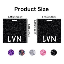 Black Acrylic LVN Badge Buddy Card Bling Badge Reel Holder Buddies Horizontal ID Name Cards Glitter Identification Tags Nursing Accessories Nurse Gifts for Women