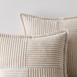 MIULEE Corduroy Christmas Cushion Covers Pack of 2 Decorative Modern Patchwork Throw Pillow Covers Soft Pillowcase Cushions Spring decor Sofa Couch with Invisible Zipper 12x20 Inch Creme 30x50 cm