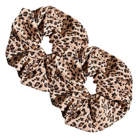 CutitiUU 2 PCS Scrunchie 100% Mulberry Silk Hair Ties Scrunchies,Leopard Print Scrunchies Hair Bands,Oversized Print Hair Rope,Large Leopard Hair Bands,Ponytail Holders,Luxurious (B)