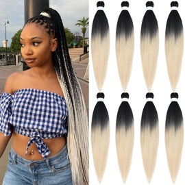 SIXERSI Blonde Ombre Braiding Hair Pre Stretched 1b/613 Braiding Hair Extensions for Braids Kanekalon Prestretched Braiding Hair 26 Inch Kids Knotless Ombre Pre Sectioned Braiding Hair CL-8-2t25