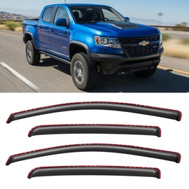 Cxdar in-Channel Window Rain Guards for 2015-2022 Chevy Colorado Crew Cab, Window Visors Vent Guard Shade Deflectors for 15-22 Gmc Canyon Crew Cab