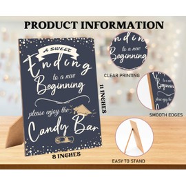 Graduation Candy Bar Sign, Table Decor Graduation Sign, Pack of 1 Wooden Tabletop Sign with Stand, Graduation Decorations, Grad Party Decoration for Candy Favor Table - GP01