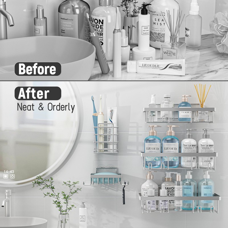 Liuoud 5 Pack Shower Caddy Organizer Rack Shelf for Inside