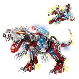 2 in 1 Dinosaur Building Blocks Set 422 PCS Transforming Mech T Rex Robot STEM Construction Model Educational Puzzle Toy for Adults and Teens