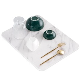 Wyliepop Stone Dish Drying Mat with Included Kitchen Towel - Drying Mat for Dishes, Glassware, and Utensils, Quick Dry Heat Resistant Diatomaceous Earth Stoneware, Heavy-Duty and Super Absorbent