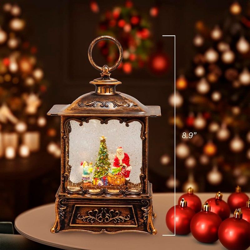 Kurt Adler 8.86-inch Battery Operated LED Santa Swirling Water Lantern