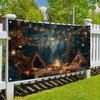 QICAIYUN Camping Backdrop for Photography Forest Night Camping Backdrop Campfire
